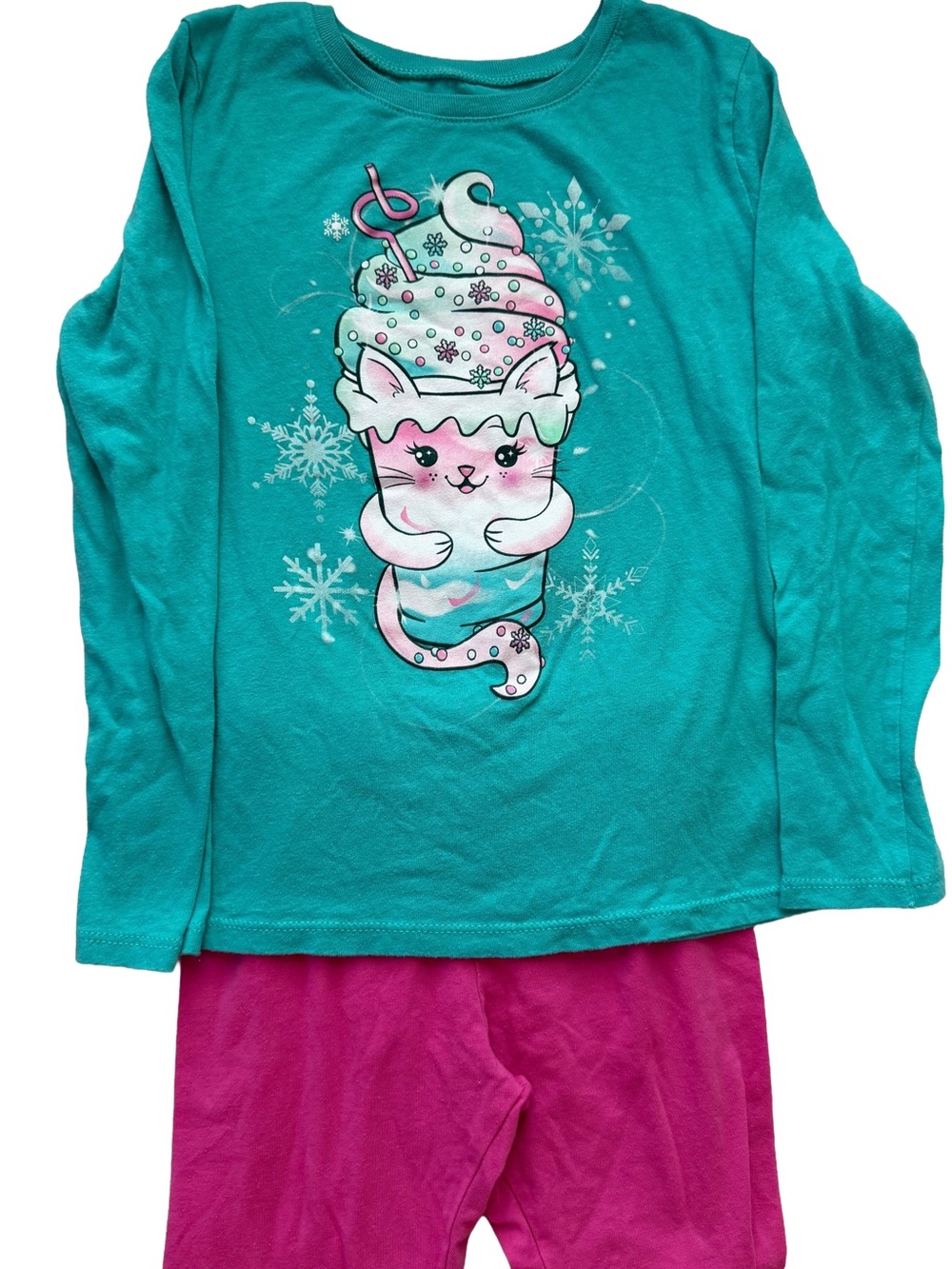 Children’s Place Winter Kitty Top & Pink Leggings Set 7/8